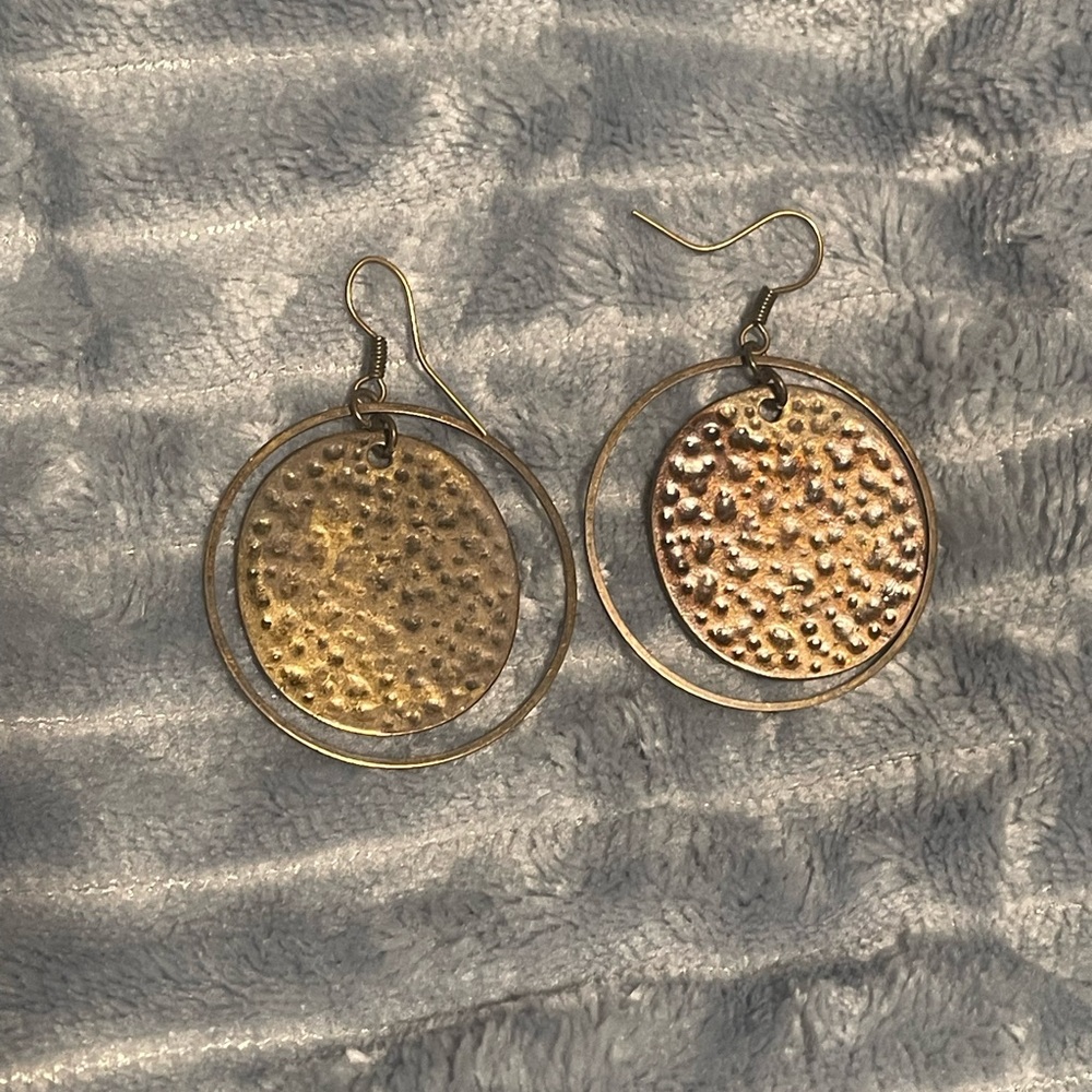 Gold Textured Dangle Earrings